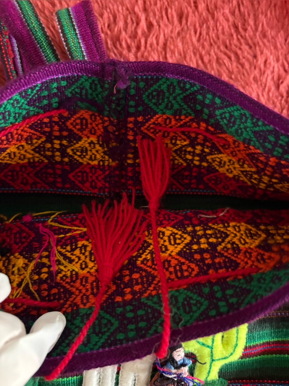Vintage Handmade Peruvian Embroidered Backpack - Picture 3 of 7